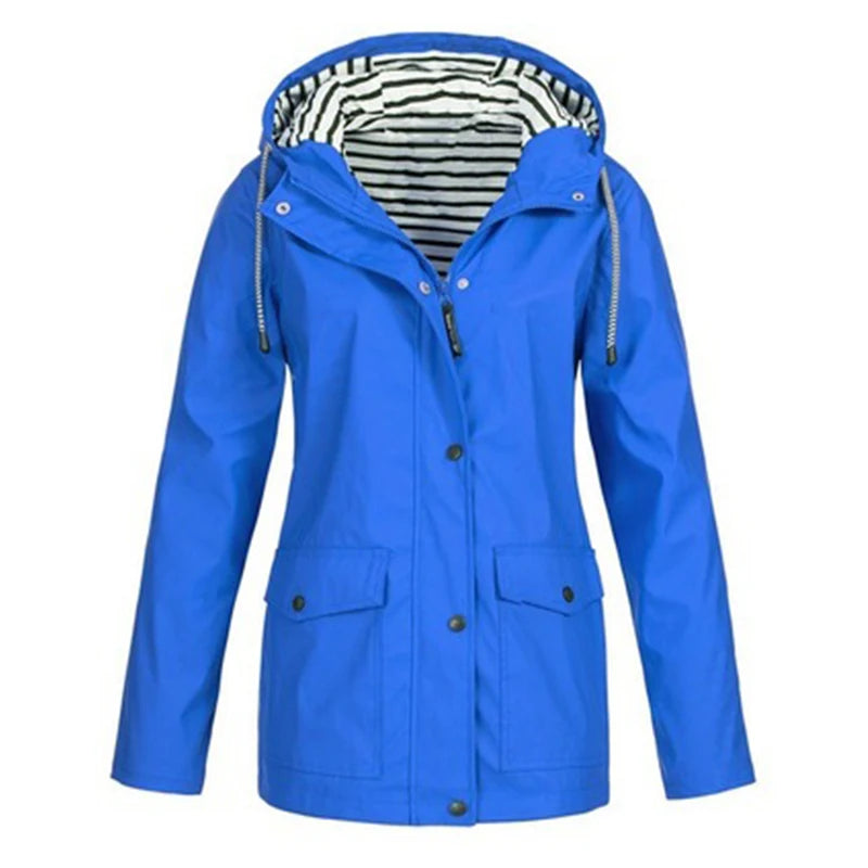 Waterproof Outdoor Sportswear Women's Jacket Casual Hooded Long-Sleeved.