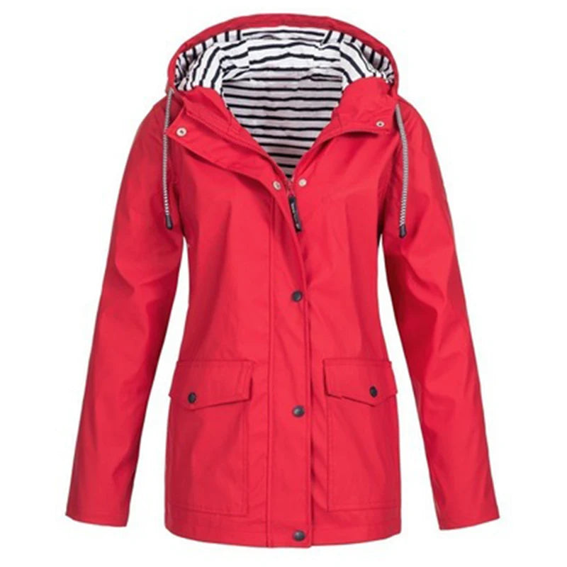 Waterproof Outdoor Sportswear Women's Jacket Casual Hooded Long-Sleeved.