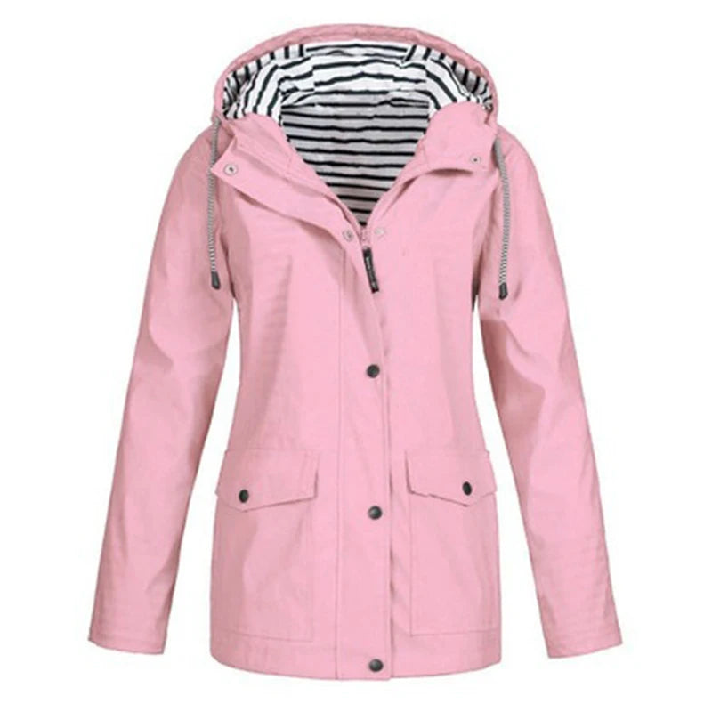 Waterproof Outdoor Sportswear Women's Jacket Casual Hooded Long-Sleeved.