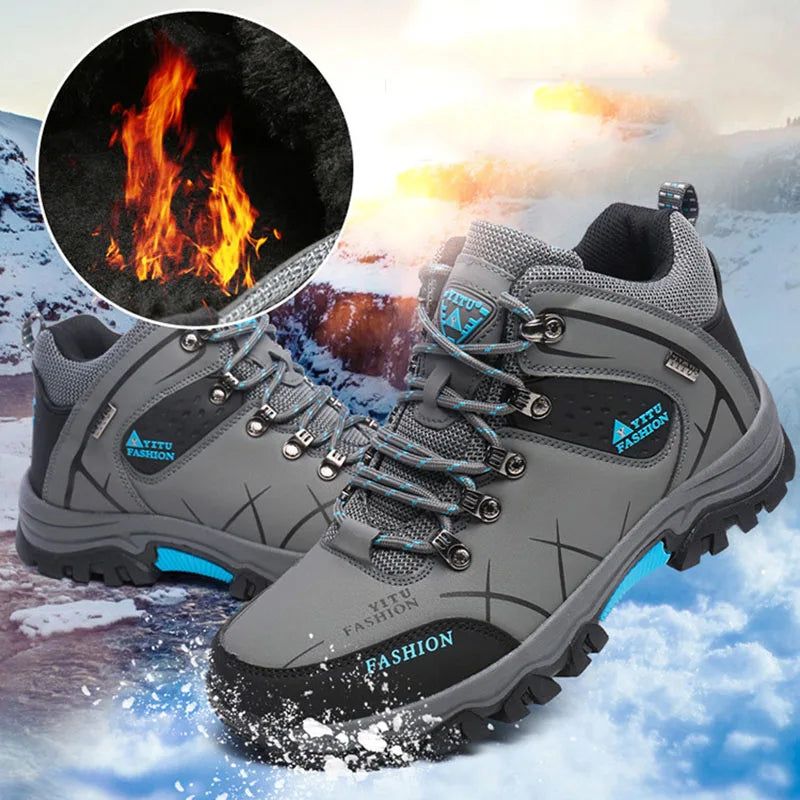 Climbing Shoes Thick Insulation Men Hiking Waterproof Trekking Boots.