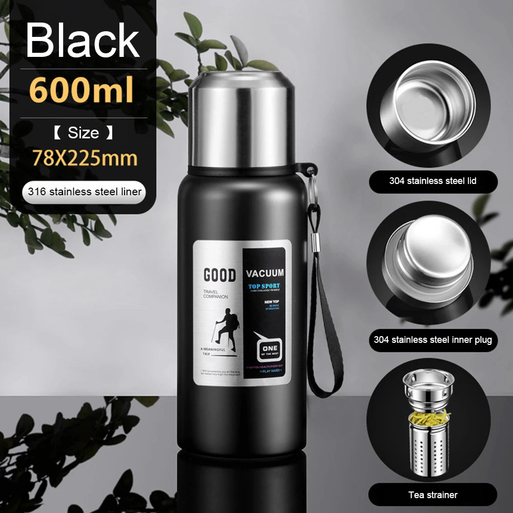 Large Capacity Stainless Steel Thermos Portable Vacuum Flask Insulated Tumbler with Rope Thermo Bottle 600/800/1000/1500/2000ml