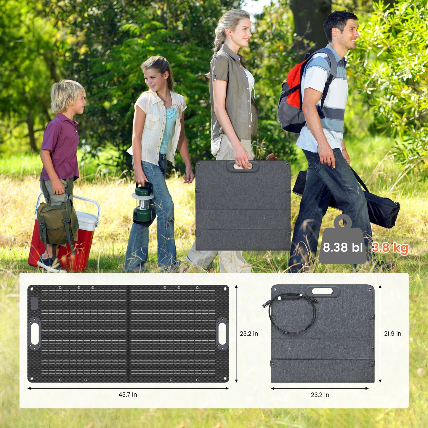 100W Portable Solar Panel Charger High-Efficiency 20V Solar Cell Camping.
