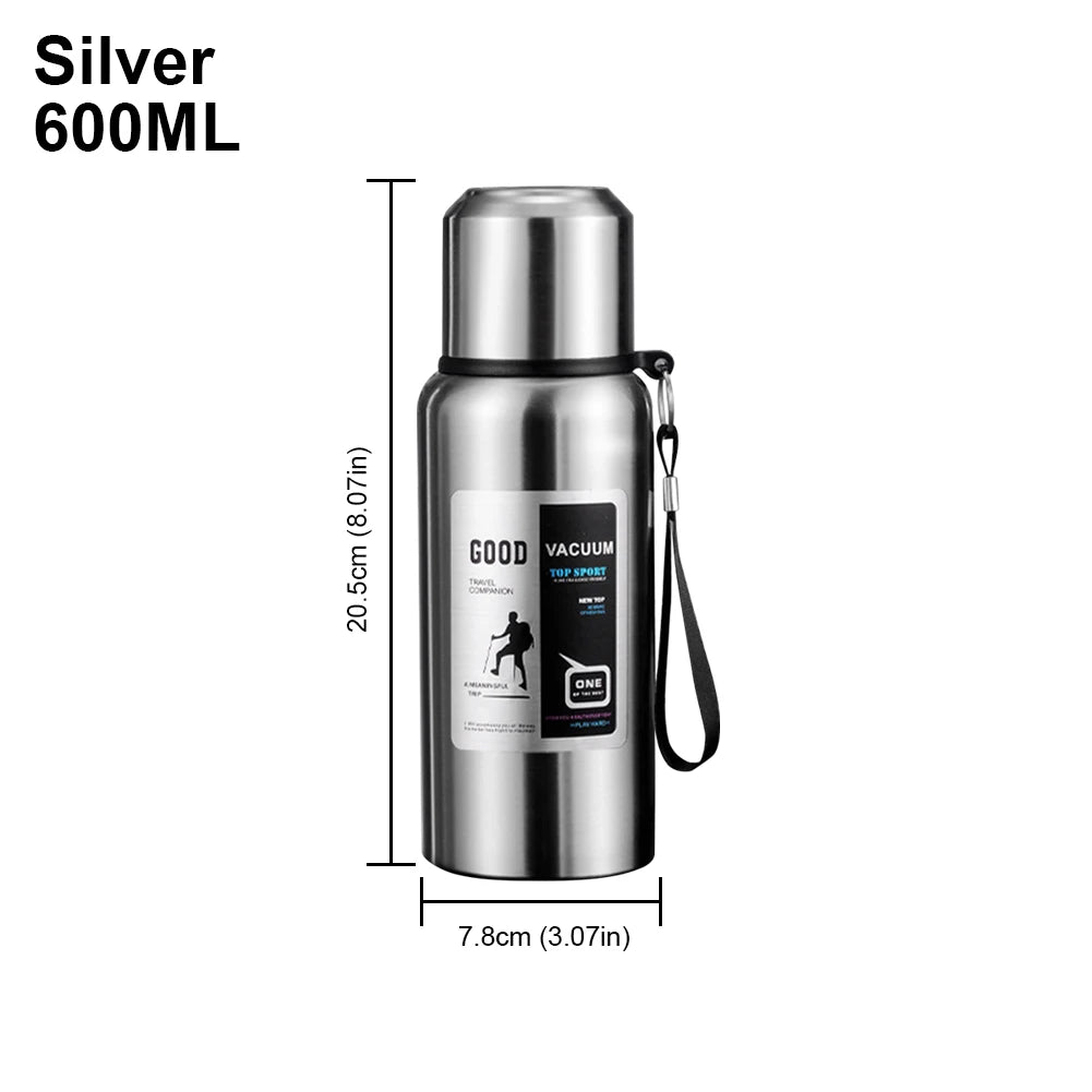 Large Capacity Stainless Steel Thermos Portable Vacuum Flask Insulated Tumbler with Rope Thermo Bottle 600/800/1000/1500/2000ml
