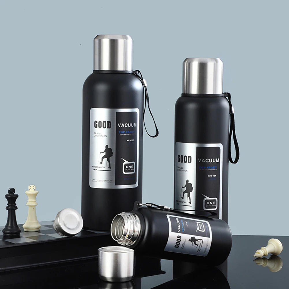 Large Capacity Stainless Steel Thermos Portable Vacuum Flask Insulated Tumbler with Rope Thermo Bottle 600/800/1000/1500/2000ml