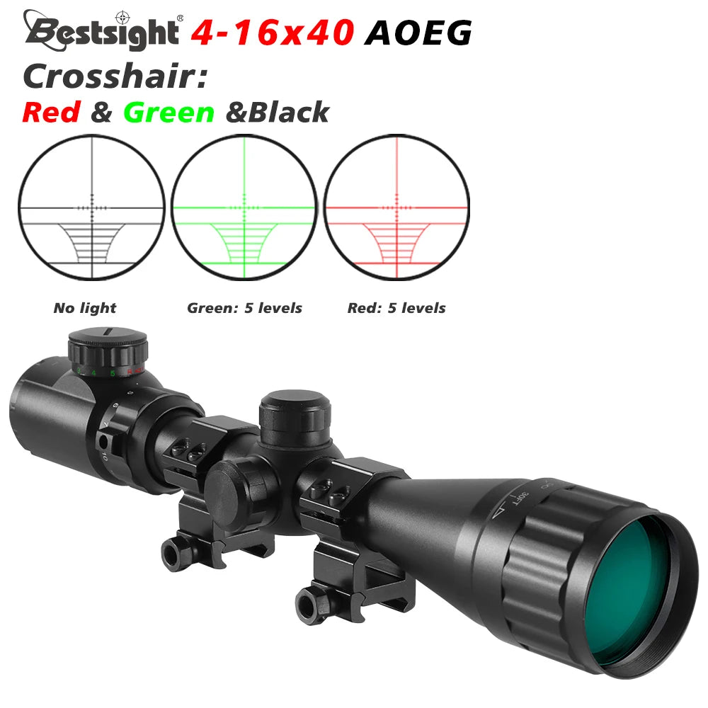 4-16X40 Hunting Riflescope Red & Green Dot Illuminated Sight.