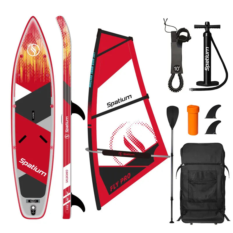 Inflatable Handheld Sailboard Set Kite Surfboard Paddle Water Skiing Board.