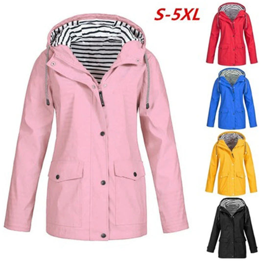Waterproof Outdoor Sportswear Women's Jacket Casual Hooded Long-Sleeved.