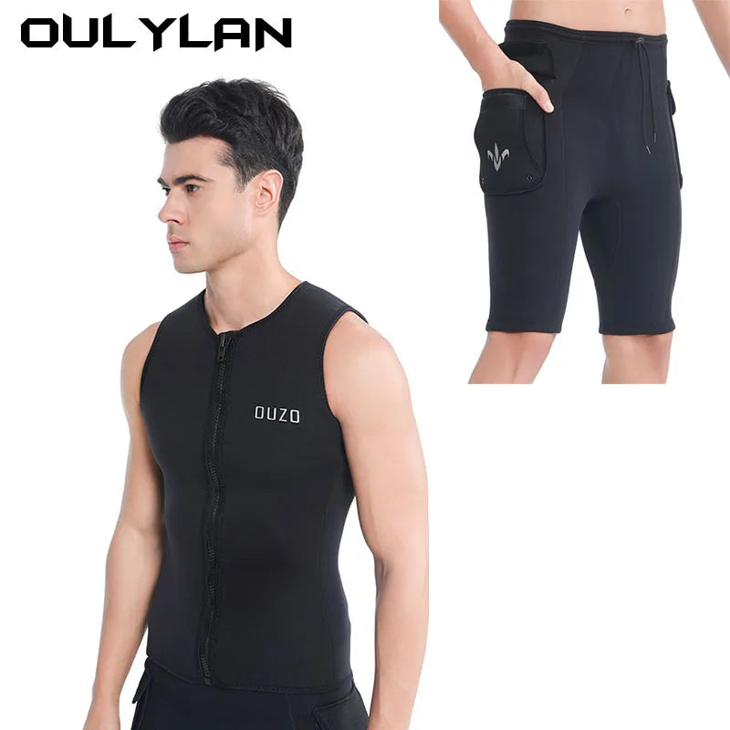 Men 3MM Neoprene Pants and Neoprene Vest Ultra Elastic Wetsuit.