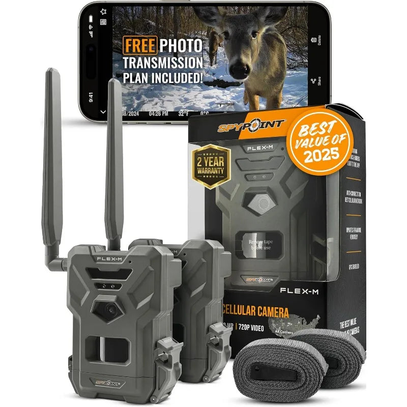 Twin Pack Cellular Trail Cameras - Best Hunting Accessories, No Wi-Fi Needed, GPS, Night Vision.