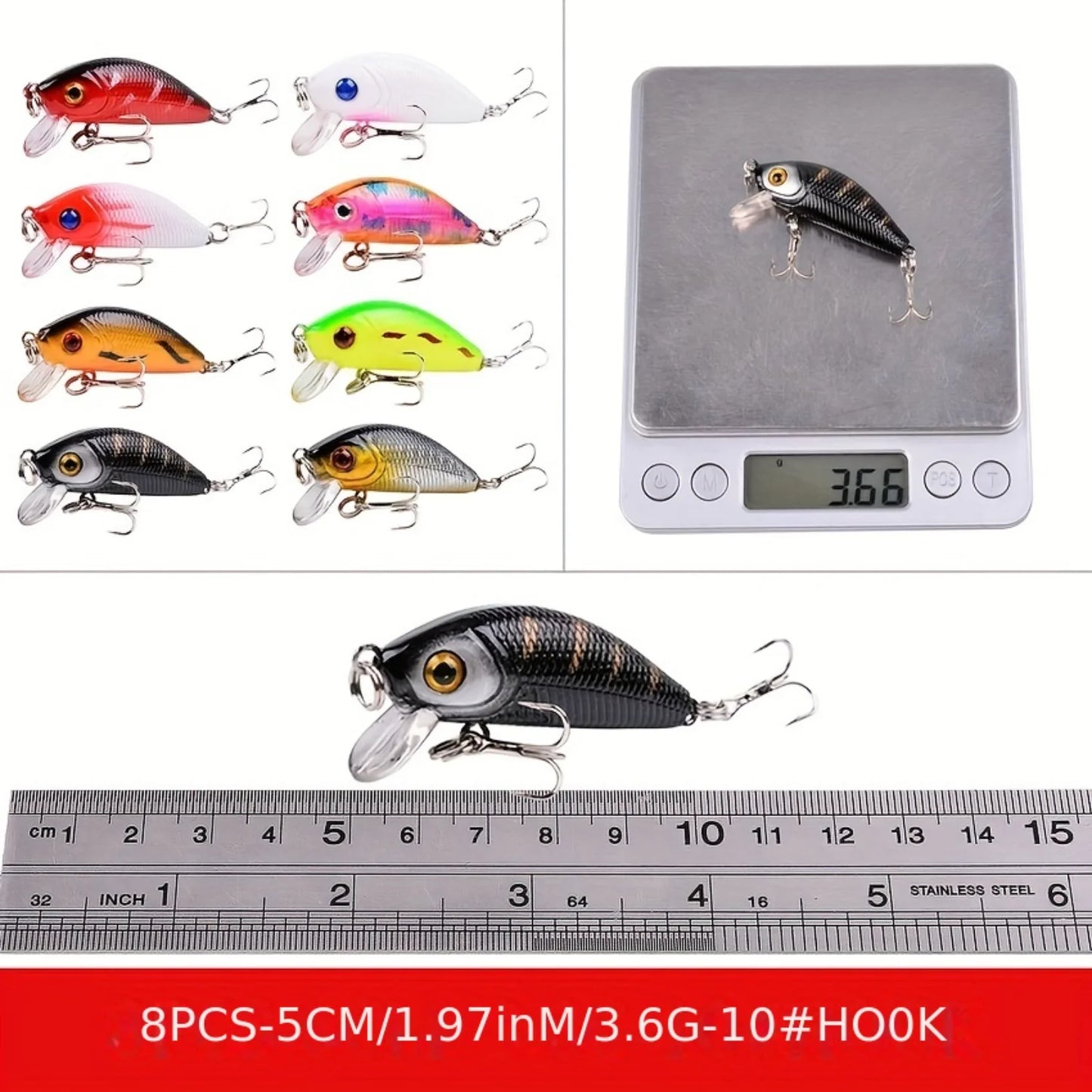 56pcs Premium Minnow Fishing Lures Kit - Crank Baits for Freshwater and Saltwater Fishing.