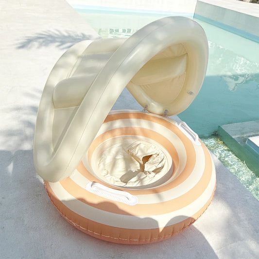 Baby Inflatable Swim Ring with Detachable Sunshade Pool Toy for Water Fun.