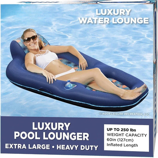 Luxury Water Lounge, X-Large, Inflatable Pool Float with Headrest, Backrest & Footrest.