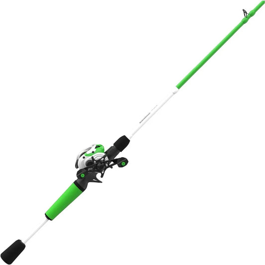 Bait cast Reel and Fishing Rod Combo, Fiberglass Fishing Pole with Split-Grip.
