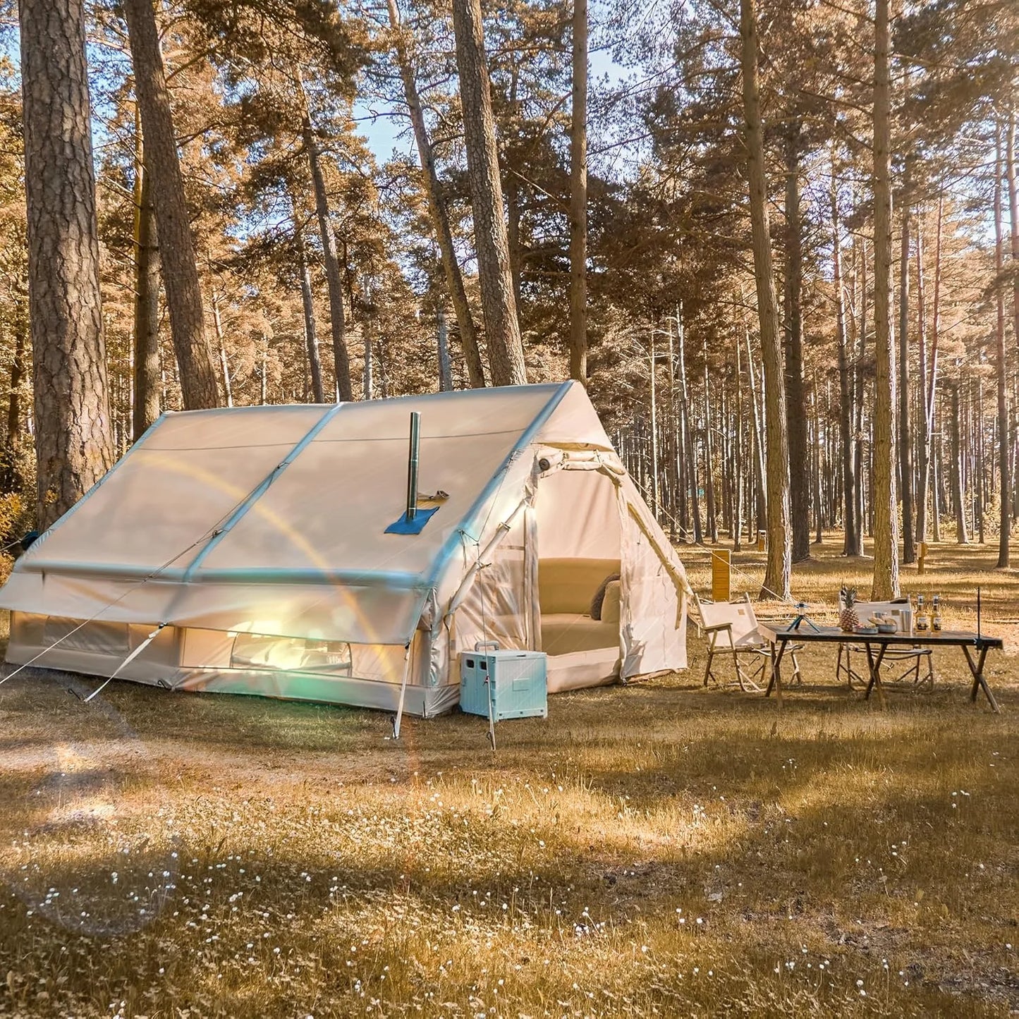 Inflatable Camping Tents 8-10 Person, Large Camping Tent with Stove Jack.