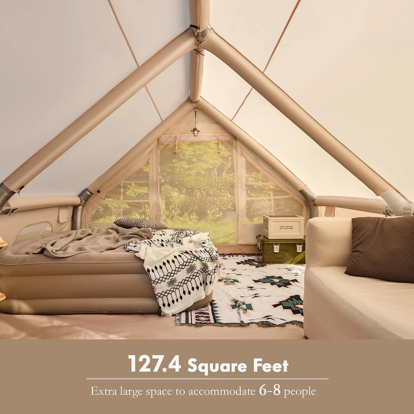 Inflatable Camping Tents 8-10 Person, Large Camping Tent with Stove Jack.