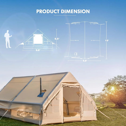 Inflatable Camping Tents 8-10 Person, Large Camping Tent with Stove Jack.
