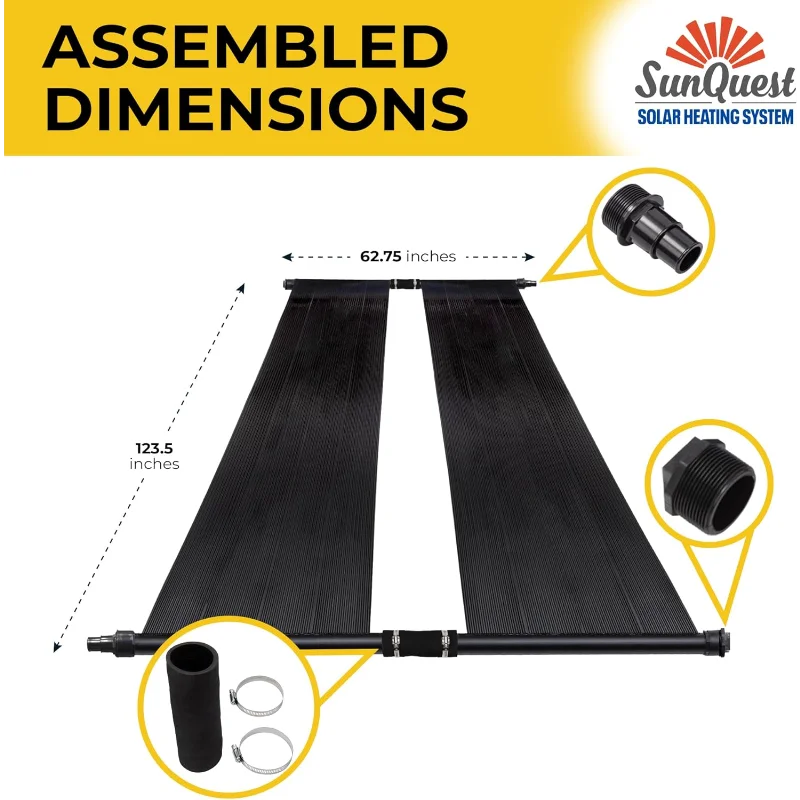 SunQuest Solar Pool Heater Panels - 2 (2ft x 10ft) Collectors for Above Ground & Inground.