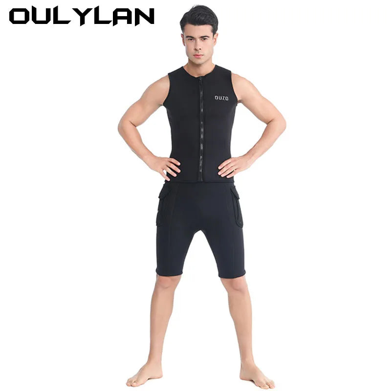 Men 3MM Neoprene Pants and Neoprene Vest Ultra Elastic Wetsuit.