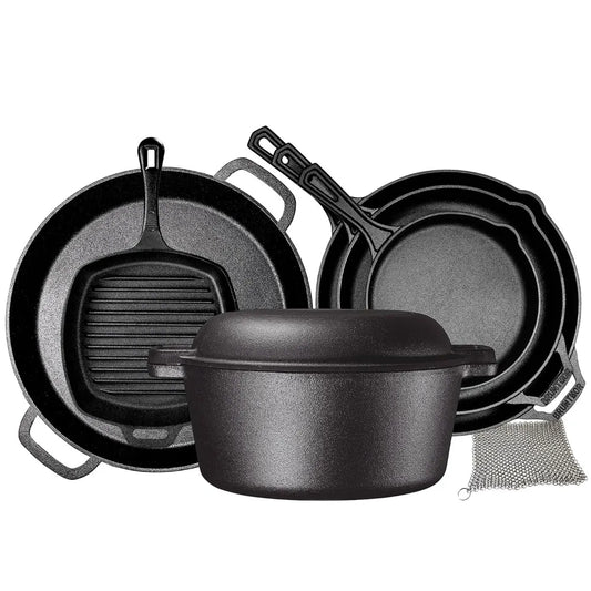 8-piece cast iron camping cookware - the ideal gift for home or camping.