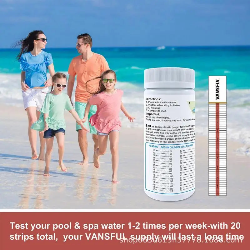 Hot Tub, Spa, Swimming Pool Detection Paper Strips Accurate Measurement Water Testing 10pcs.