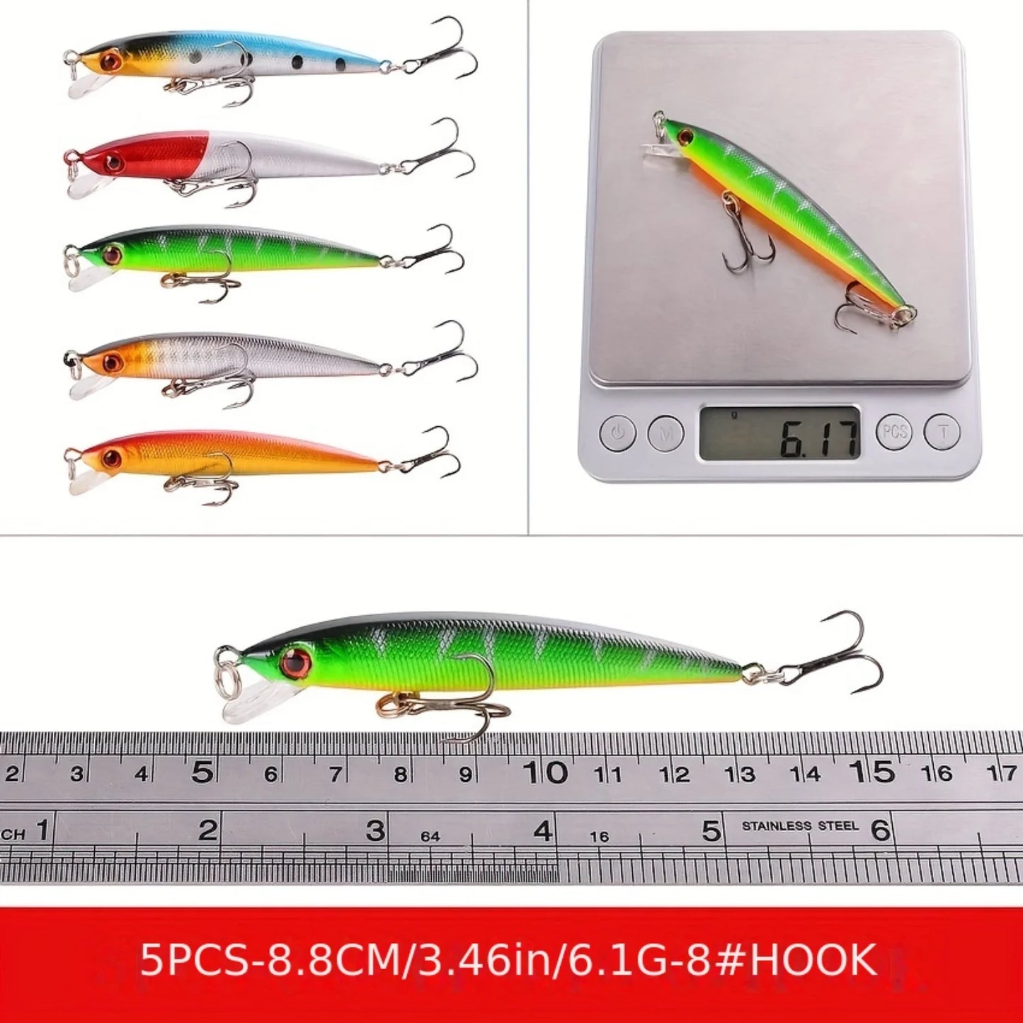 56pcs Premium Minnow Fishing Lures Kit - Crank Baits for Freshwater and Saltwater Fishing.