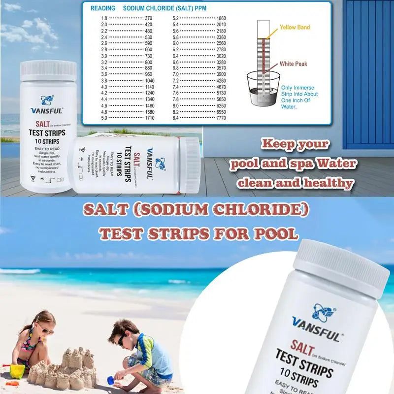 Hot Tub, Spa, Swimming Pool Detection Paper Strips Accurate Measurement Water Testing 10pcs.